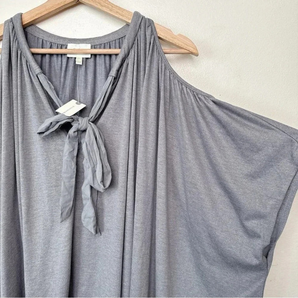 Deletta Anthropologie Womens M/L Tulay  Metallic Shimmer Cold Shoulder Top - Picture 7 of 13